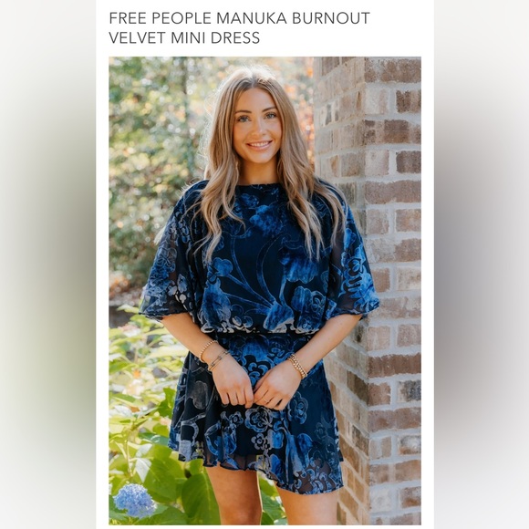 New without tag FREE PEOPLE MANUKA BURNOUT VELVET MINI DRESS. XS. $168 - Picture 6 of 17